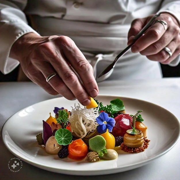 Kuchár pripravuje tanier